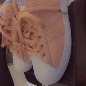 Adidas Superstar pink and white